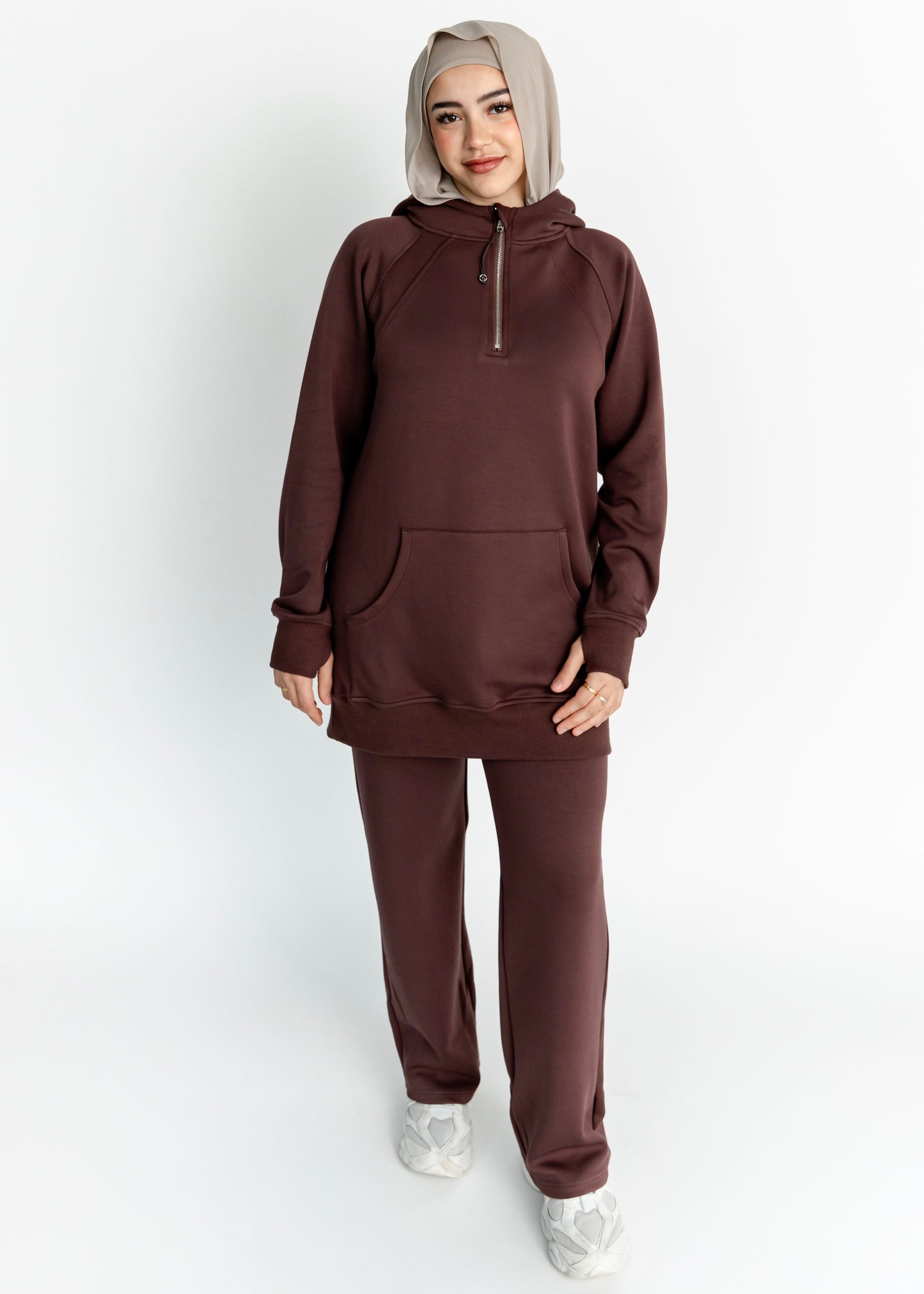 On The Go - Set - Hoodie - Brown